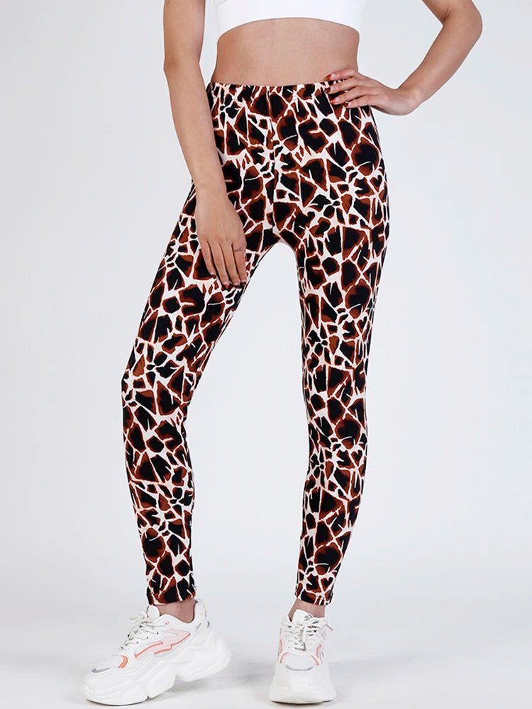 CUHAKCI Fashion Plaid Printing Leggings Women Sexy Fitness Leggins Grid Floral Stripe Trousers High Waist Pencil Pants