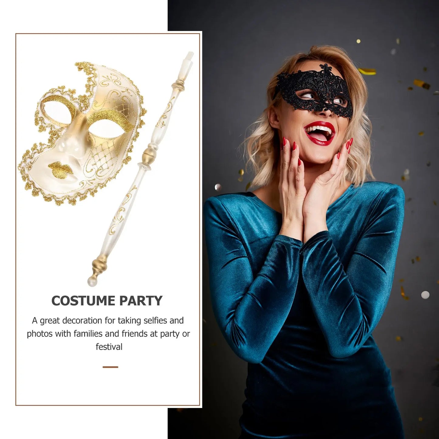 Venetian Hand Mask Halloweenmask Masquerade for Women with Stick Handheld Masquarade Mardi Gras Accessories Prop Halloweenmasks