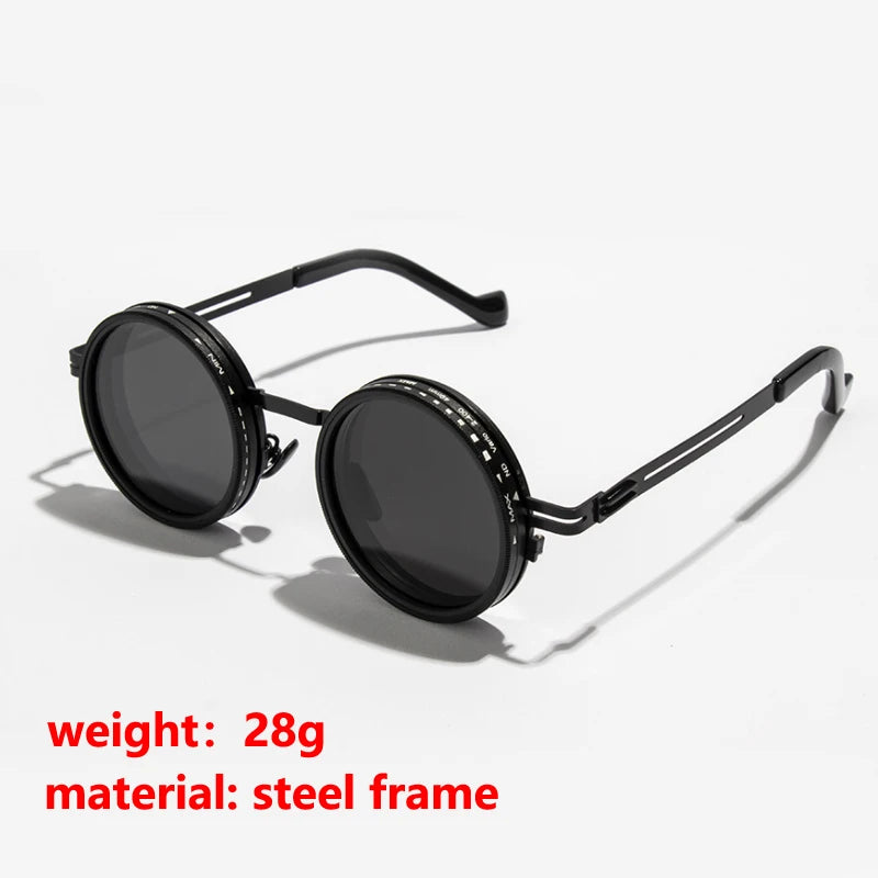 ND2-400 9 Level Adjustable Dimming Polarized Sunglasses Men Women Fishing Punk Round Glasses Driving Eyeglasses ND Filter