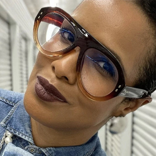 Vintage Flat Top Pilot Sunglasses Women For Men Luxury Brand Designer Sun Glasses Punk Anti Blue Light Glasses Optical Frame