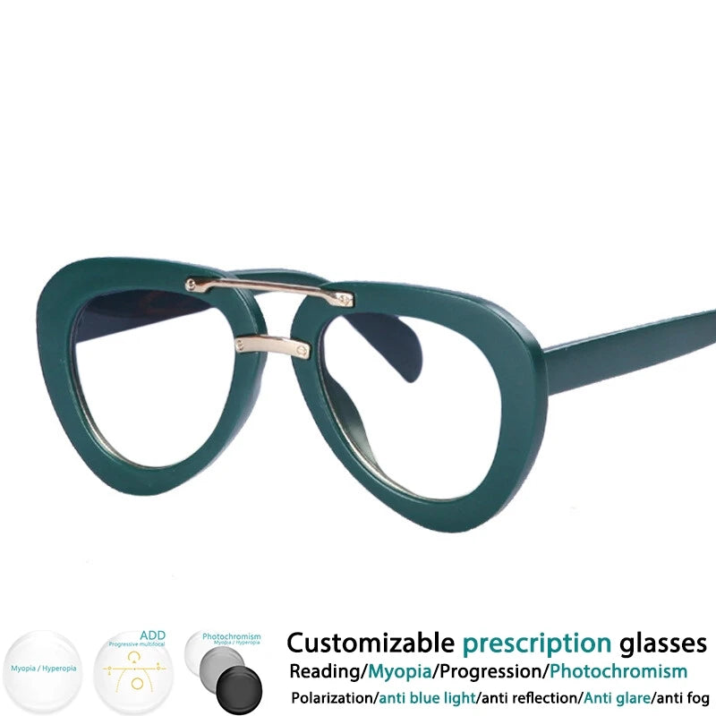 Fashion Pilot Reading Glasses Men Women Popular Resin Optical Presbyopic Spectacles Custom Diopter+50+100+200+300+400 #302454