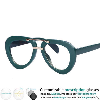 Fashion Pilot Reading Glasses Men Women Popular Resin Optical Presbyopic Spectacles Custom Diopter+50+100+200+300+400 #302454