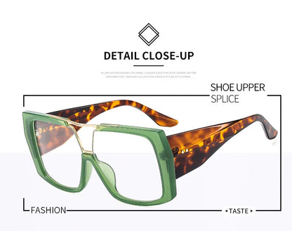Fashion Brand Oversized Square Myopia Glasses Women Men Trend Green Graduation Eyeglasses Anti Blue Light Prescription Glasses