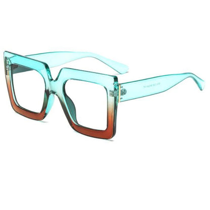 Farsightedness Glasses Transparent Computer Anti Blue Light Reading Glasses Men Women Two Tone Big Square Eyeglasses Frame Retro