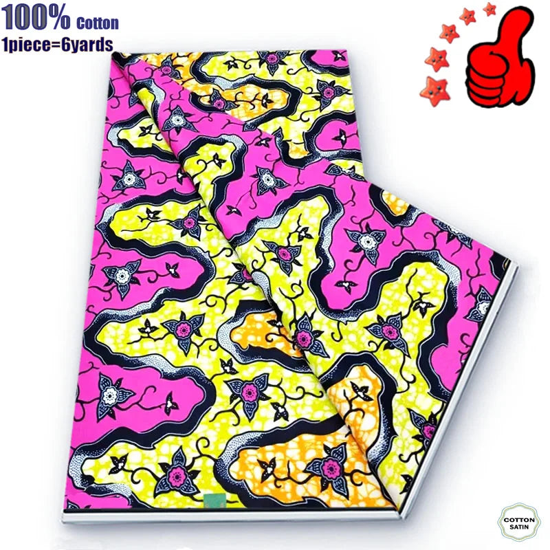 Guaranteed Veritable African Real Wax Prints Fabric Ghana Style Ankara Wax Tissu Pagne 100%Cotton Soft Design Nigeria Wax Fabric