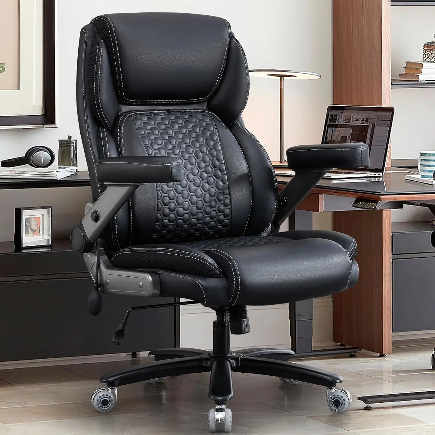 700lbs Big and Tall Office Chair for Heavy People with 5D Flip Armrests Heavy Duty Executive Chair with Adjustable, Customized