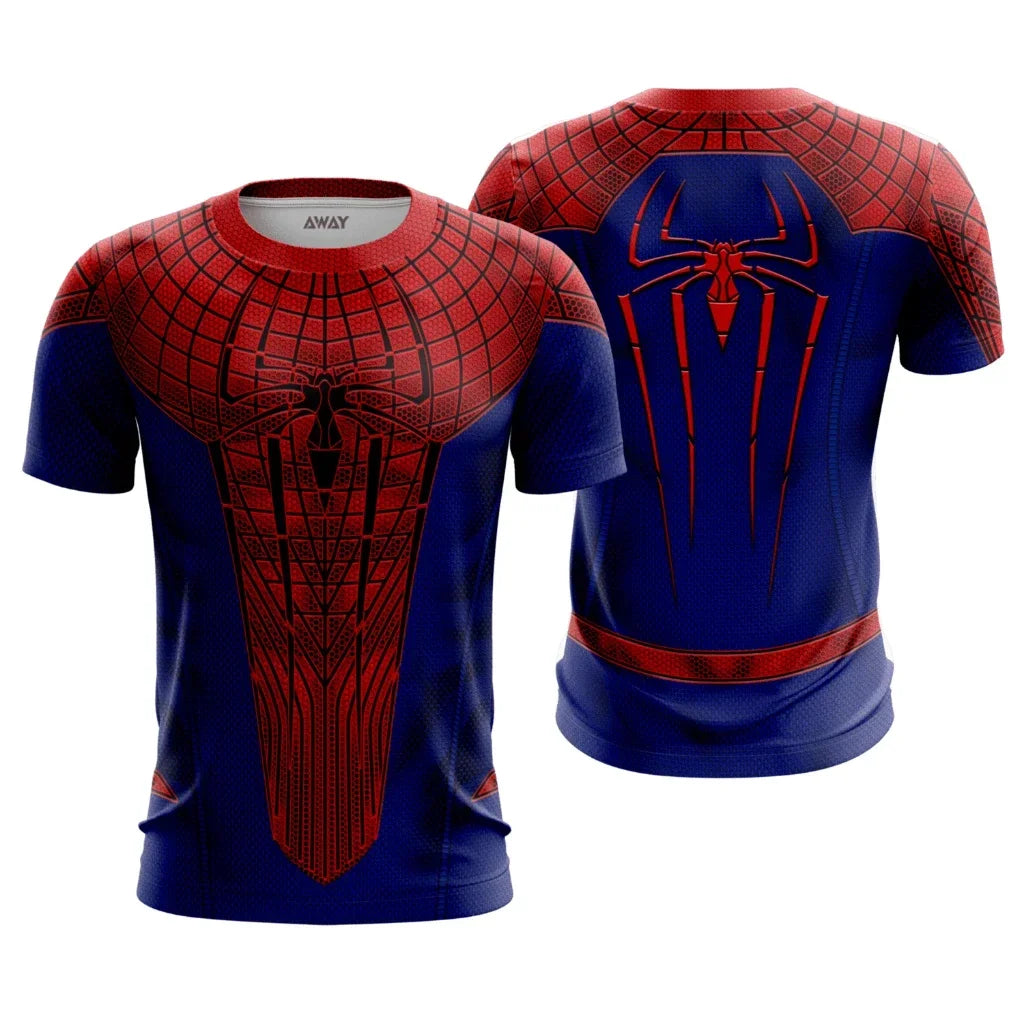 Parent‑child Spider Hero Graphic T‑Shirt,Red‑Blue 3D Printed Jersey,Polyester Short Sleeve Tops for Family Matching Outfits