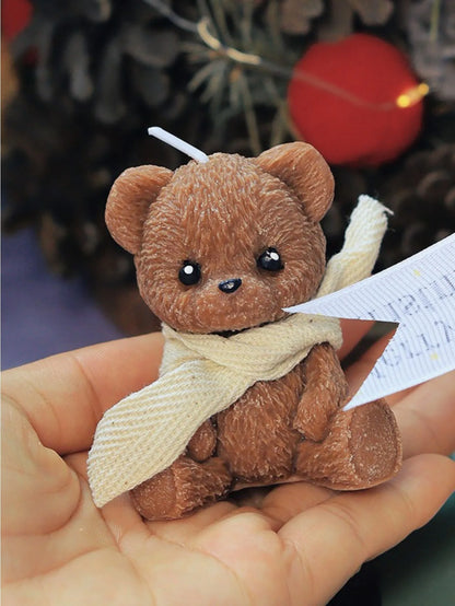 Cute Scarf Teddy Bear Scented Candle，Soy Wax Aromatherapy Candle for home Decor Festival party decoration Birthday Gift