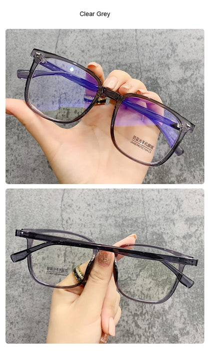 Square Transparent Men's Reading Glasses Vintage Frames Computer Blue Light Blocking TR90 Male Presbyopic Eyeglasses Leesbril +2