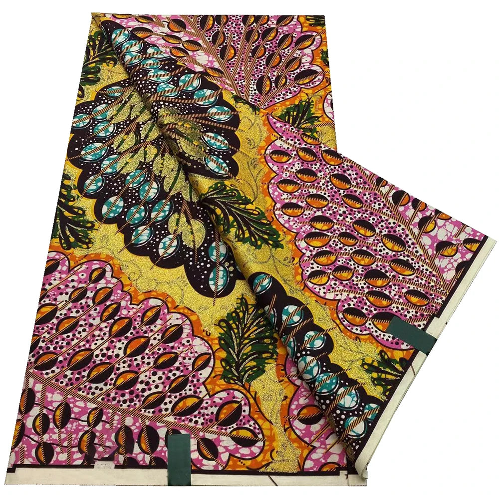 African Wax Prints Fabric Golden Wax Fabric High Quality Ankara Fabric for Party Dress New Grand Super 100% Cotton Y15, 6Yards