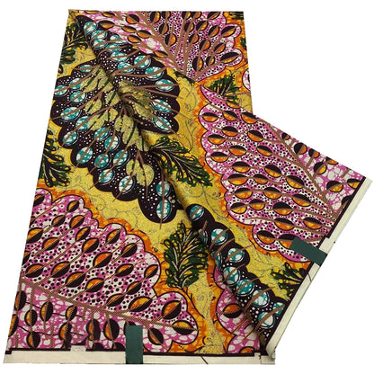 African Wax Prints Fabric Golden Wax Fabric High Quality Ankara Fabric for Party Dress New Grand Super 100% Cotton Y15, 6Yards