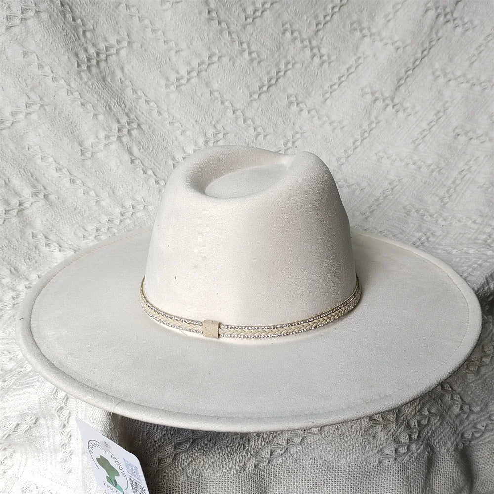 Colorful Suede Wide Brim Felt Fedoras Women's Hat Men's Church Jazz Hat Denim Hat Panama шляпа женская летняя 2024