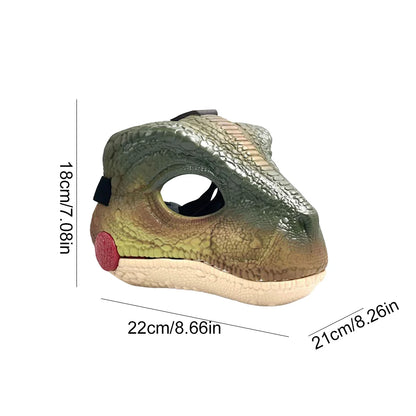 Halloween Moving Jaw Dino Mask with Dinosaur Scream 3D Dinosaur Claws Lifelike Dinosaur Mask Headwear for Carnival Party Decor