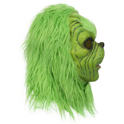 Christmas role-playing masks, Christmas Hats Costumes, Green fur Monster Latex Masks, Adult and Child Role-Playing Clothing Acce