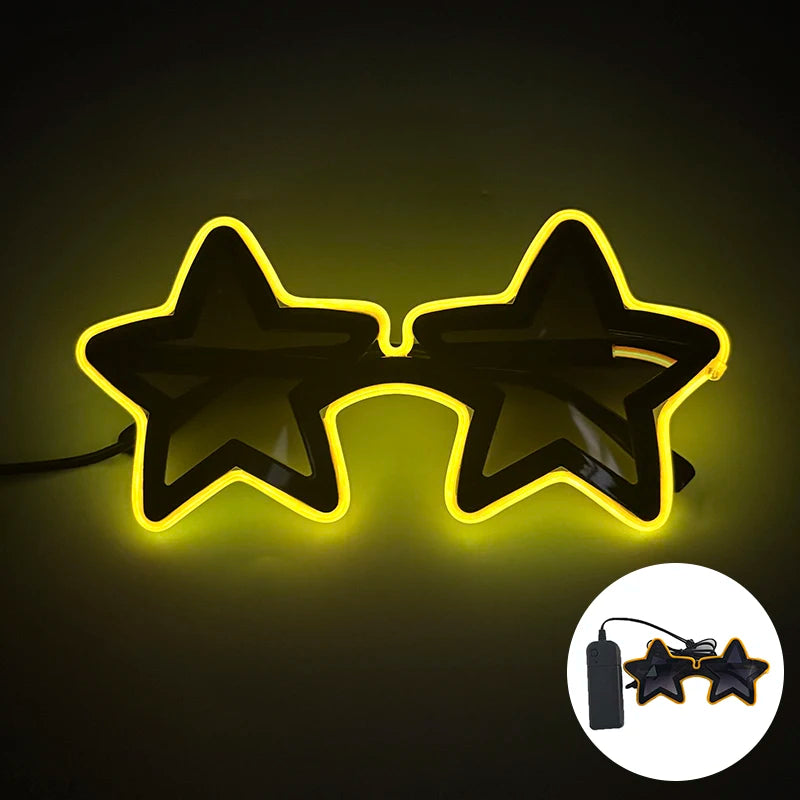 Cool glowing star shape glasses Led Light Up Star Glasses Glow In The Dark glasses for nightclub Birthday wedding party supplies