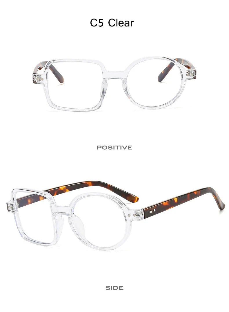 OEC CPO Square Glasses Women Men Fashion Clear Glasses Optical Eyeglasses Frame Personality Round Transparent Lens Spectacle