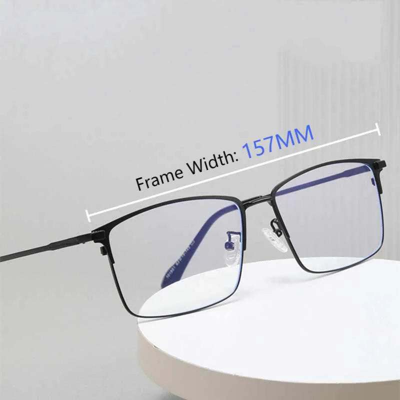 157mm Titanium Alloy Anti Blue Light Square Reading Glasses Men Business Big Presbyopic Glasses Clear Lens Prescription Eyewear