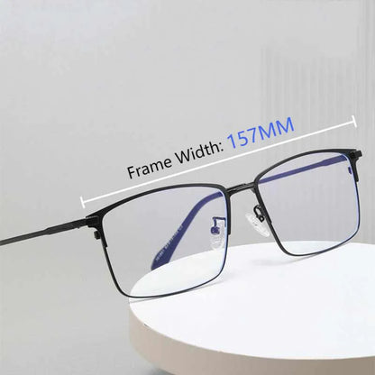 157mm Titanium Alloy Anti Blue Light Square Reading Glasses Men Business Big Presbyopic Glasses Clear Lens Prescription Eyewear