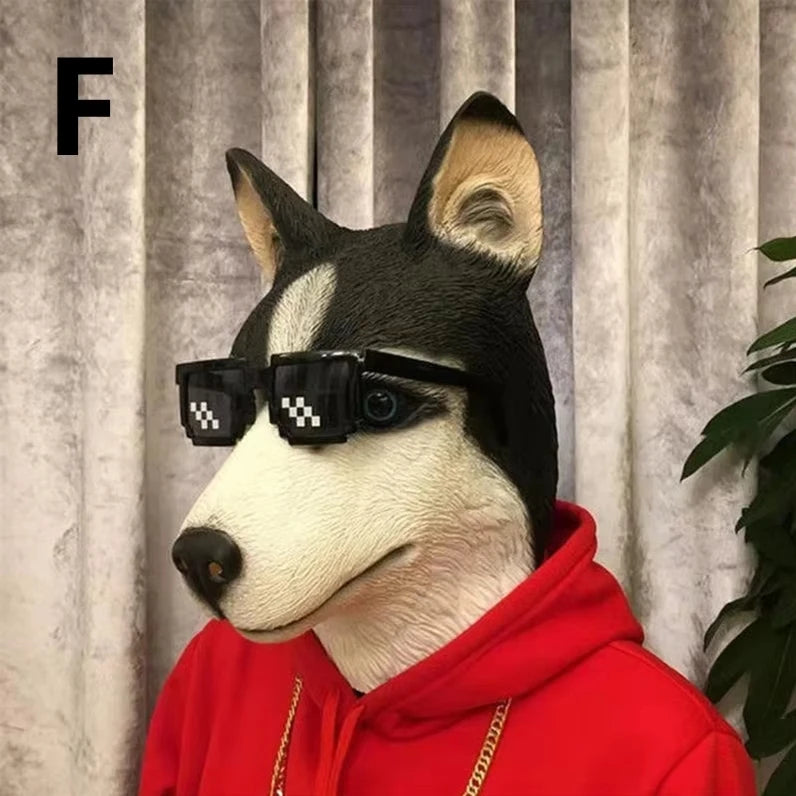 Novelty Lubber Latex Animal Head Mask Monkey Chimp Dog Head Mask Halloween Party Costume Masquerade Dressing Up Cosplay