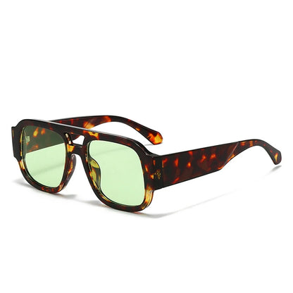 SHAUNA Fashion Double Bridges Square Women Sunglasses Retro Candy Color Leopard Men Sun Glasses Shades UV400