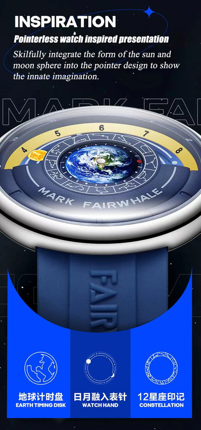 Mark Fairwhale 5700 Unique Men's Quartz Watch Creative Fashion Waterproof Planet Pointer Cool Silicone Men's Luxury Watch reloj