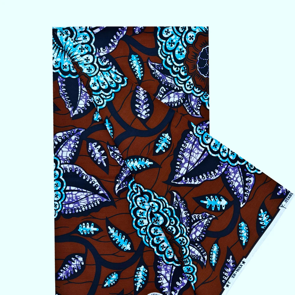 New Super Tissu Ankara Good Real Prints African Wax Fabric Soft Pagne Cotton Material Kente 6YARDS Stuff Blue Batik For Sew