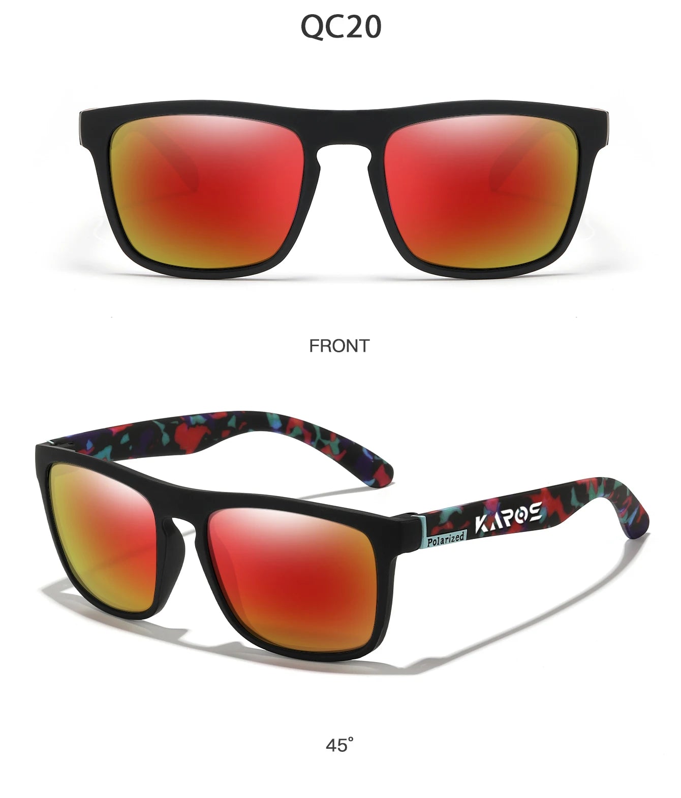 KAROS 2PCS Sunglasses Men/Women Polarized Square Mirror Brand Design Luxury UV400 SunShade Unisex Fishing Driving Cycling Hiking