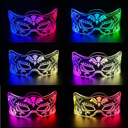 Acrylic LED Luminous Glasses Glow Party Glasses Neon Light Up Visor Eyeglasses DJ Bar Party Eyewear For Halloween Christmas