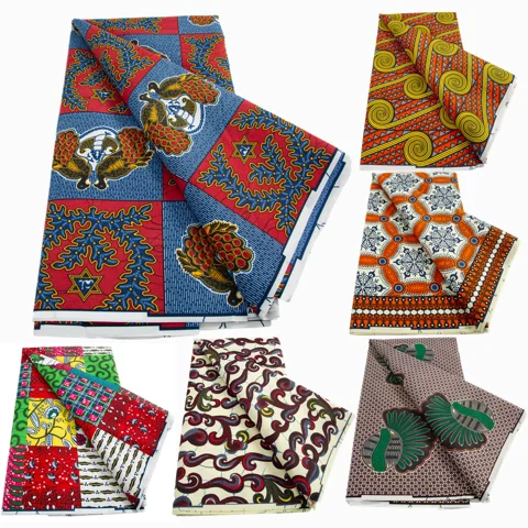 African New Wax Fabric Nigeria Ankara Wax Fabrics Newest Design Block Prints Batik Dutch For Dresses Sewing Cloth Materials