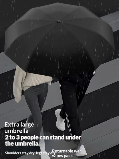 Fully automatic extra-large umbrella, thickened, reinforced, windproof, designed for heavy rain, reverse folding umbrella