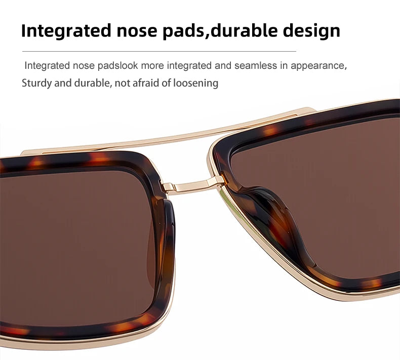 Vintage Oversized Square Polarized Sunglasses Men 2026 Luxury Steampunk Metal Frame Double Beam Driving Eyewear UV400 Shades