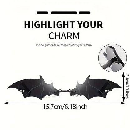 1-36Pcs Bat Sunglasses Rimless Goth Glasses for Women Men Halloween Party Glasses Trendy Eyewear Novelty Cosplay Party Eyewear