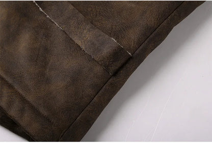 Retro Suede Vest Men Vintage Style Slim Fit Autumn Winter Mens Sleeveless Jacket V Neck Warm Waistcoat