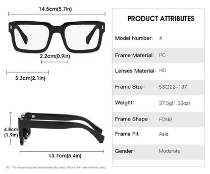 KOCOLIOR New Brand Design Square Board Anti Blue Light Reading Glasses for Men and Women Retro Glasses with Diopter 0 to+6.0
