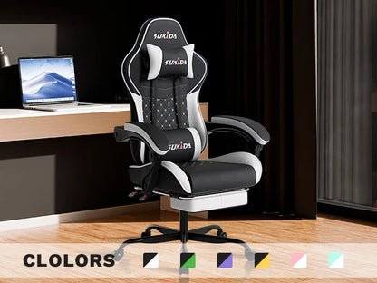 Ergonomic Gamer Chairs Computer Chair Gamer Chairs for Adults Massage Lumbar Support Swivel Height Adjustable Headrest Backrest