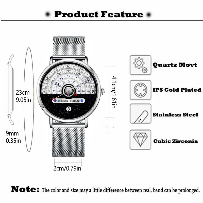 Unique Business Men Watch Fashion Auto Date Stainless Steel Strap Quartz Wristwatch Man Gifts For Him Calendar Clock