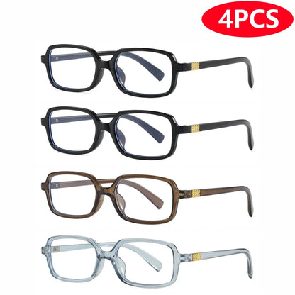 4pcs New Fashion Women Small Square Eyeglasses Frame Outdoor Casual Eyeglasses Anti Blue Light Eyewear Rivet Glasses Unisex