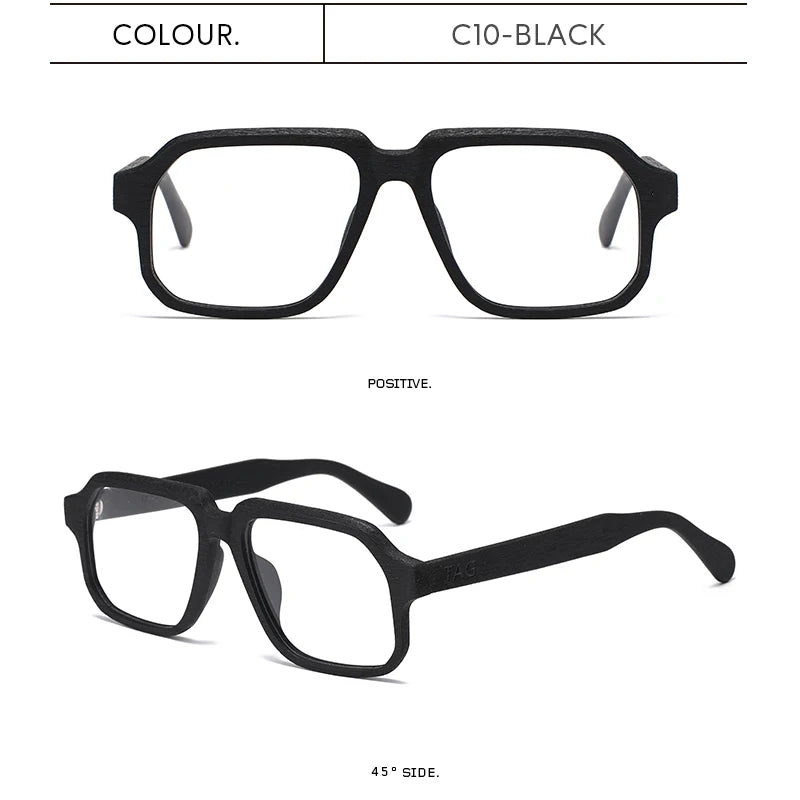 TAG Hezekiah Natural Wood Glasses Frame Men Oversized Wooden Myopia Prescription Optical Glasses Spectacle with Clear Lens 8188