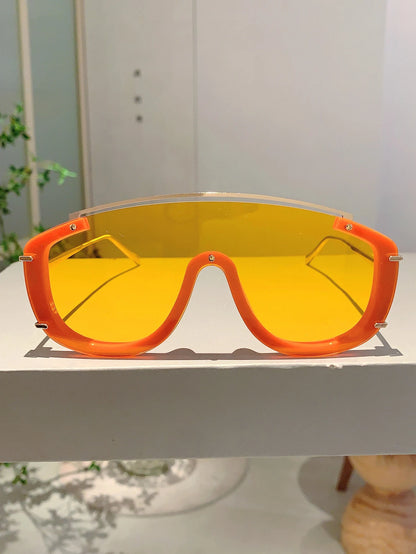 KAMMPT Fashion Leopard Women Sunglasses Stylish Gradient Outdoor Sports Shades Luxury Metal Design Oversize Men Sun Glasses