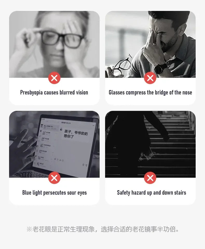 2025 New Style Reading Glasses for Women Fashion Men Oversized Square Prescription Glasses Large Frame Anti-blue Presbyopia