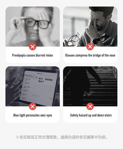 2025 New Style Reading Glasses for Women Fashion Men Oversized Square Prescription Glasses Large Frame Anti-blue Presbyopia