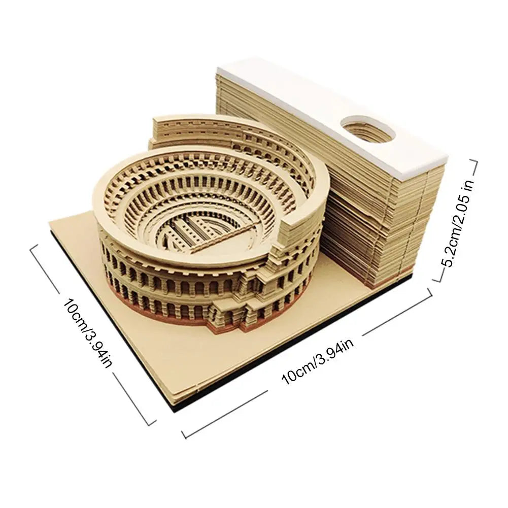 3D Stereoscopic Calendar Roman Colosseums Shape Weekly Calendar Tear-Away Paper Carving Art Memo Pad Offices Decor