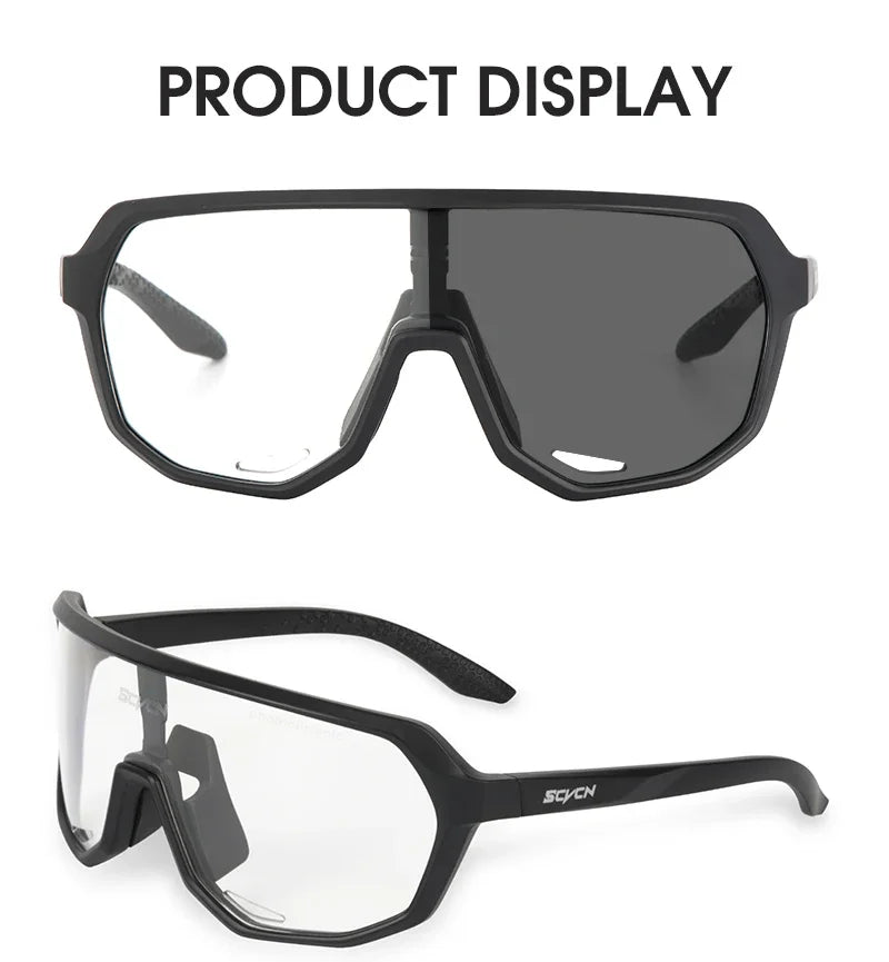 SCVCN Photochromic Sports Sunglasses Cycling Glasses UV400 Women Driving for Men Mountain MTB Bike Bicycle Goggles