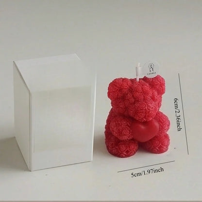Cute Rose Teddy Bear Scented Candle Soy Wax Aromatherapy Candle Valentine's Day Romantic Gift Home Decor