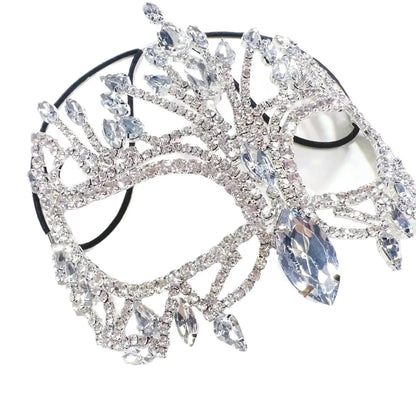 Fashionable shiny geometric rhinestone mask for women, exaggerated hollow mask for dance party accessories, women's accessories