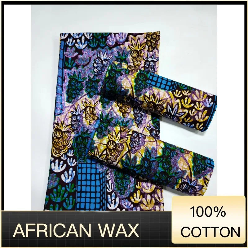 Soft Pagne 100%Cotton Gold Print Fabric African Real Wax Fabric High Quality Nigeria Ankara Grand  Fabric