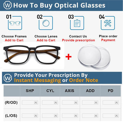 Wood Pattern Retro Anti Blue Light Glasses for Men Optical TR90 Male Square Glasses Frame Women Clear Lens Gift Frames F75233