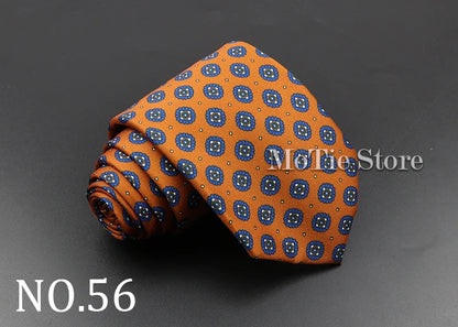Men's Fashion Silk Tie 7.5cm Soft Novelty Necktie Blue Green Orange Color Ties For Men Dot Floral Bowtie Wedding Business Gift