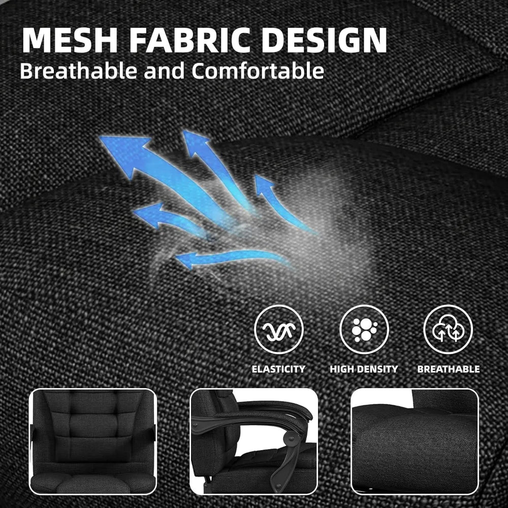 Office Chair, Big and Tall Fabric Gaming Chair with Footrest, Executive Comfortable Computer Desk Chairs, 360°, Customized