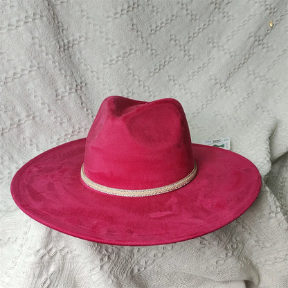 Colorful Suede Wide Brim Felt Fedoras Women's Hat Men's Church Jazz Hat Denim Hat Panama шляпа женская летняя 2024